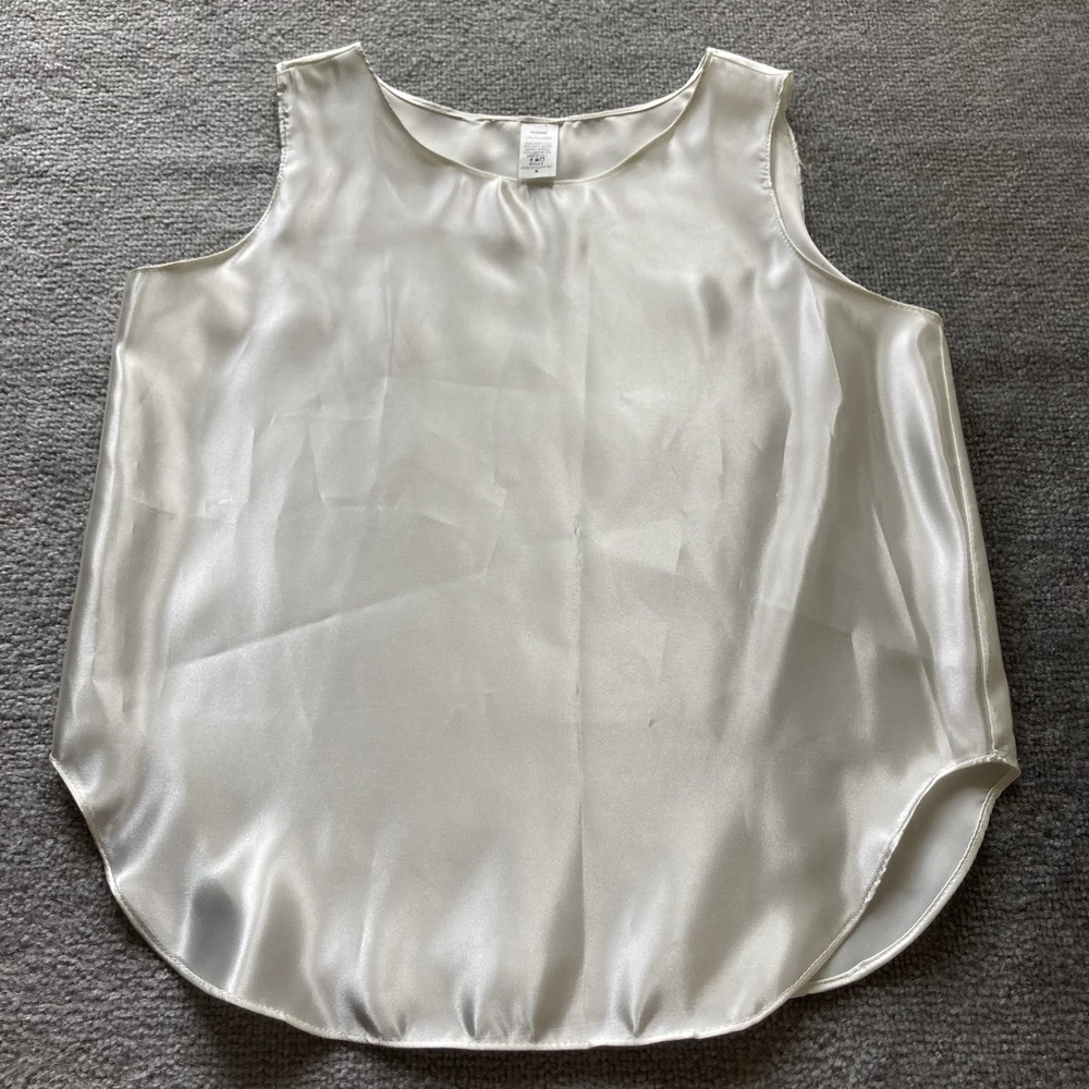 Hosanna VitaCopia Womens Medium Cream Satin Sleeveless Blouse‎ Modest Top
